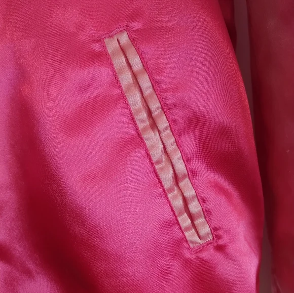 Minnie Mouse Girls Jacket Pink Coat Size 9 10 Satin Bomber Varsity Embroidered - Picture 9 of 13